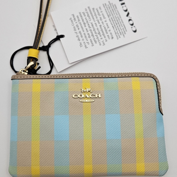 Coach Multicolor Plaid Wristlet - Picture 1 of 2